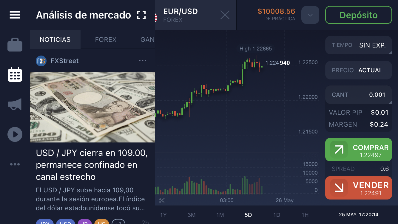 Noticias en una plataforma móvil