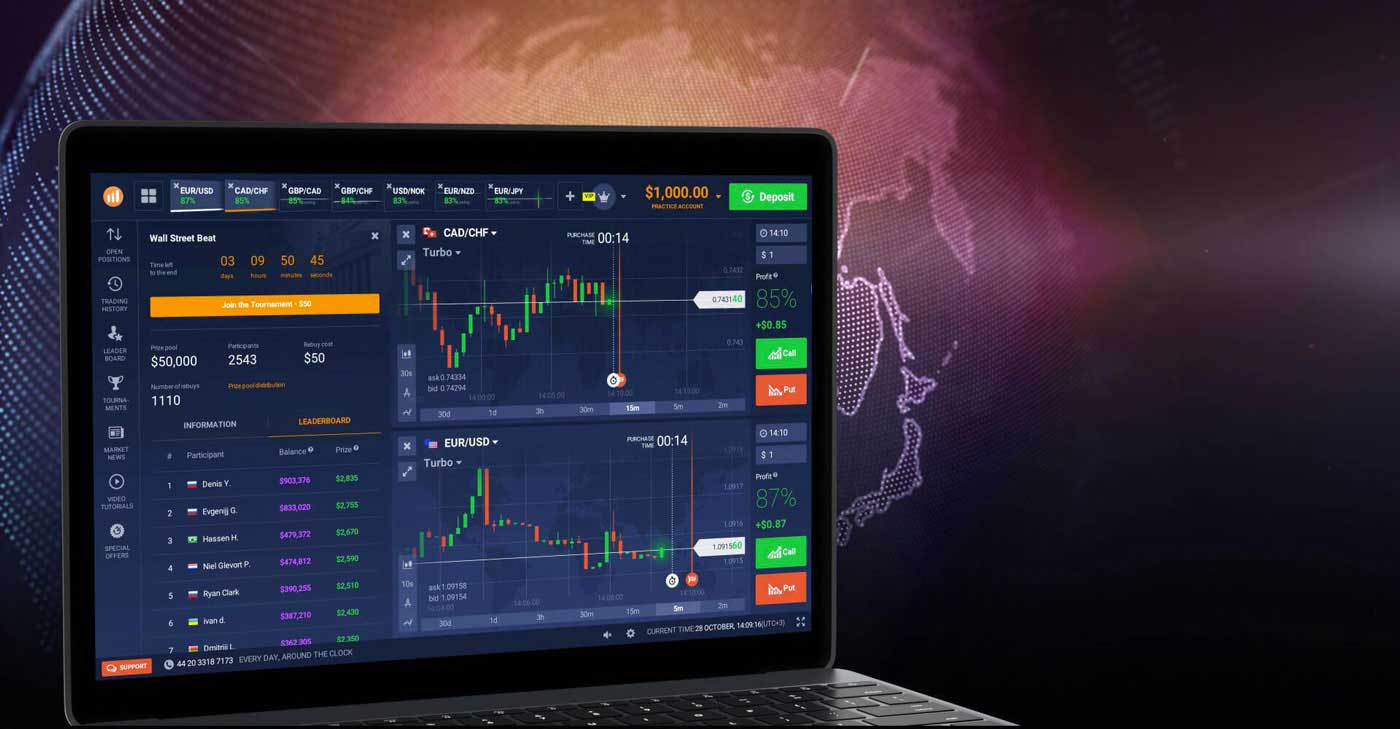 Vista de los torneos IQ Option Vista de los torneos IQ Option